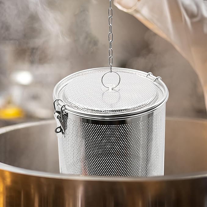 Tea Infuser, Stainless Steel Seasoning Strainer Tea Ball Filter Soup Seasonings Seperation Basket Spice Filter Tea Sieve for Home Restaurant Kitchen (5.11 x 5.7 inch)