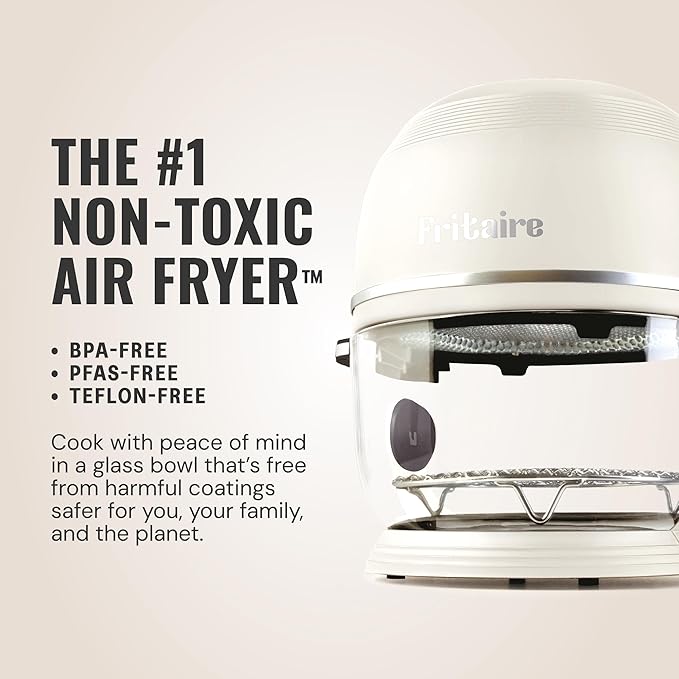 Non Toxic Air Fryer™ - Glass AirFryer 5 Quart w/ 360 Visibility, Self-Cleaning, 400F Vortex Air Fryer for Even Cooking, BPA-Free Teflon Free, 9-in-1 Functions, Rotisserie, Roast, Bake, Cherry