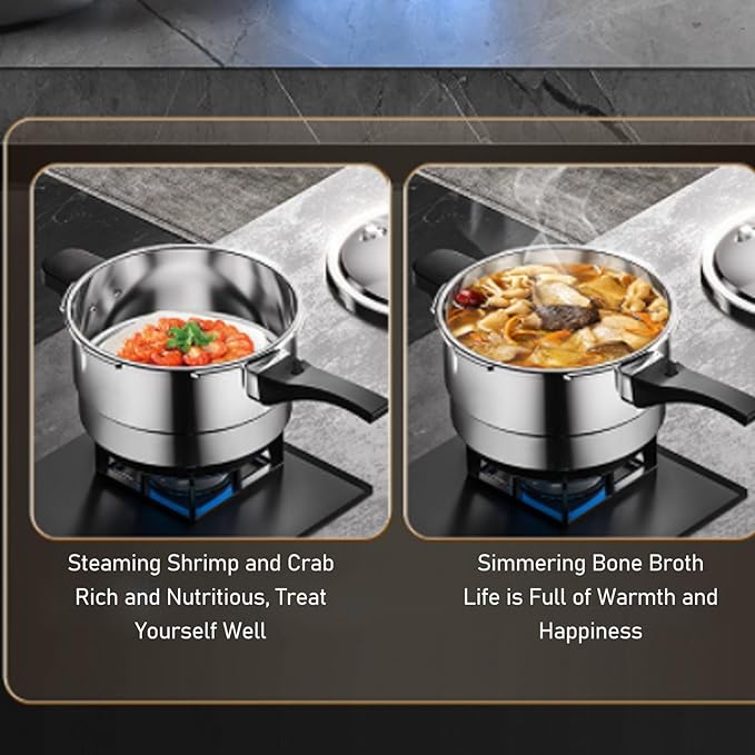 80Kpa Pressure Cooker Stainless Steel 8L Large Capacity, Pressure Canner with Steaming Rack Compatible with Gas & Induction Cooker (5L)