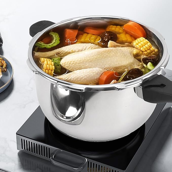 ciciglow Stainless Steel Pressure Cooker, Fast Cooking Pot with Safety Valve, Multifunctional Design, Intelligent, Universal for Induction Cooktops and Stoves, Comfortable (4L)