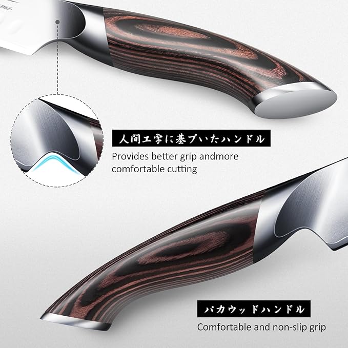 HOSHANHO Carving Knife Set 3PCS, Japanese High Carbon Steel Brisket Slicing Knife Sets with Ergonomic Pakkawood Handle, Butcher Knife Breaking Knife Boning Knife for Meat Cutting