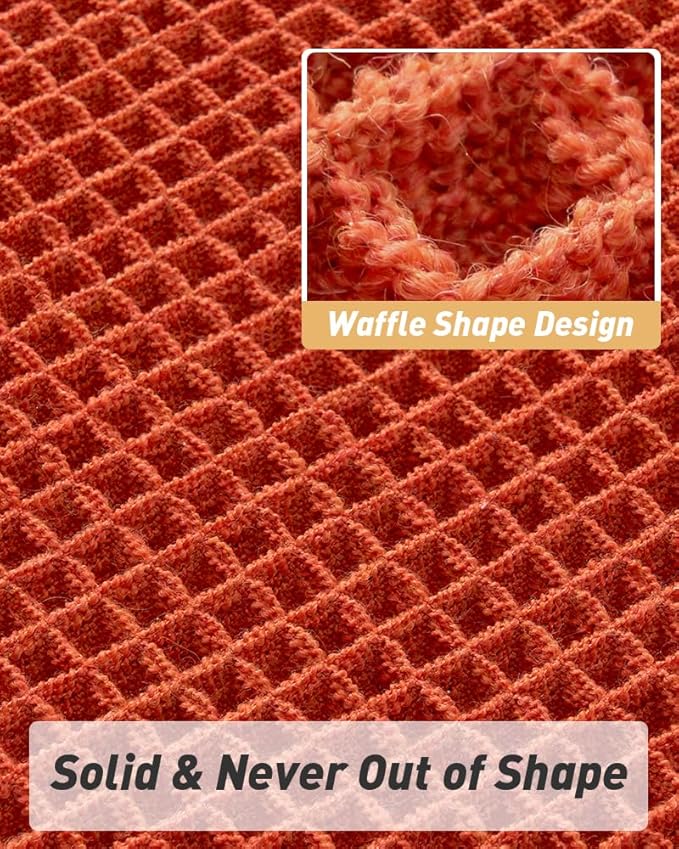 AMOAMI Upgraded Waffle Runner Rug Super Absorbent Non Slip Bath Mats for Bathroom Machine Washable Bathroom Runner Rug with Tassels, Ideal for Hallway Bedroom Laundry Room, 17" x 60", Orange