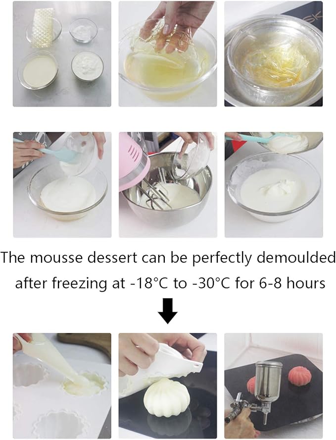 OCPO KITCHEN Bubble Silicone Baking Mold, Silicone Candle Mold, French Dessert Molds for Mousse Cake Pastry Chocolate Pudding Jelly Cheesecake Ice Cream, Cube Shape (6-Cavity)