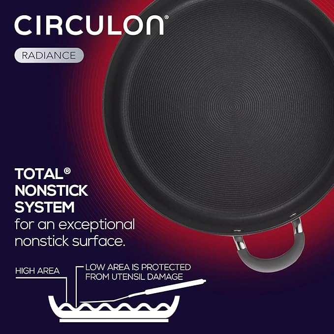 Circulon 83903 Radiance Hard Anodized Nonstick Cookware Pots and Pans Set, 10 Piece, Gray