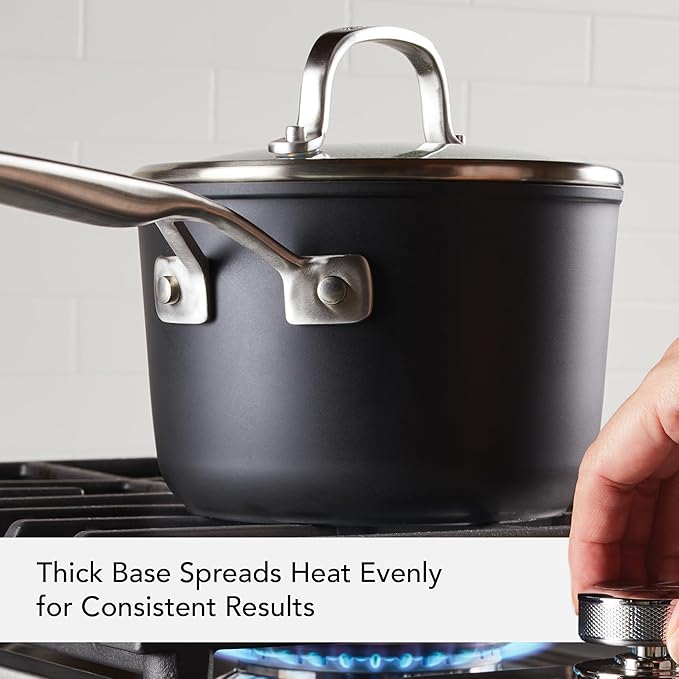 KitchenAid 80192 Hard Anodized Induction Nonstick Saucepan with Lid, 2 Quart -Matte Black