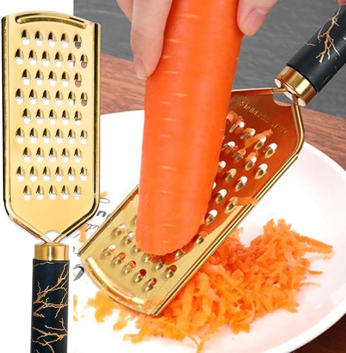 Professional Cheese Grater, Gold Stainless Steel Cheese Grater Handheld, Grater Hand Crank, Practical Kitchen Gadgets, Graters for Cheese, Chocolate, Spices (3 Size)