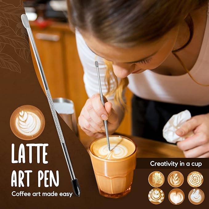 Milk Frothing Pitcher, 20OZ (600ml)– Stainless-Steel Milk Frother Cup with Latte Art Pen– Measurement on Both Sides– Rust-Resistant Frothing Pitcher for Milk, Cappuccino 20OZ (600ml)
