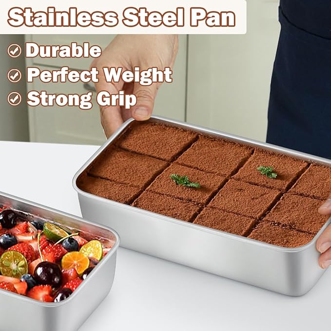 LIANYU Bread Loaf Pans Set of 7, 9x5 Inch Stainless Steel Bread Baking Pans for Homemade Sourdough, Sandwich, Meatloaf, Easy Release & Dishwasher Safe