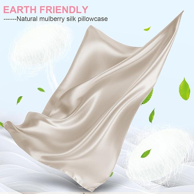 Silk Body Pillow Cover with Zipper, Mulberry Silk Pillow Cases Body Size Ultra Smooth and Soft Breathable Cooling Silk Satin Body Pillowcase for Hair and Skin (20x54 Inches, 1 Pack)