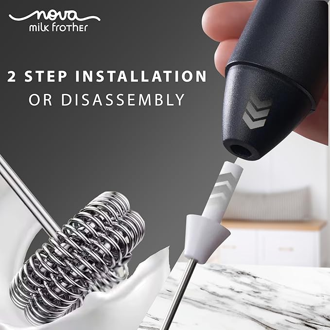 Milk Frother for Coffee, Rechargeable Electric Handheld Frother Wand with Dual Whisk, 3 Speed Settings, Fast Recharge, Powerful Motor, Handheld Mixer Electric 1 Year Warranty