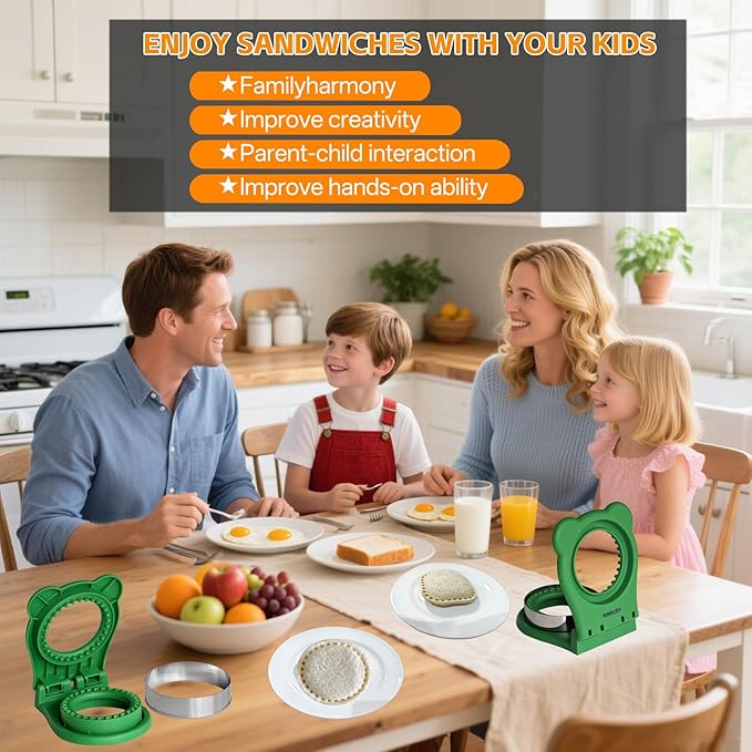 Sandwich Cutter and Sealer - 3.7" Circle & Square Pocket Sandwich Maker, Intuitive & Easy-to-Use for Boys &Girls, Perfect for Breakfast & Lunchboxes (Light Pink, Round)