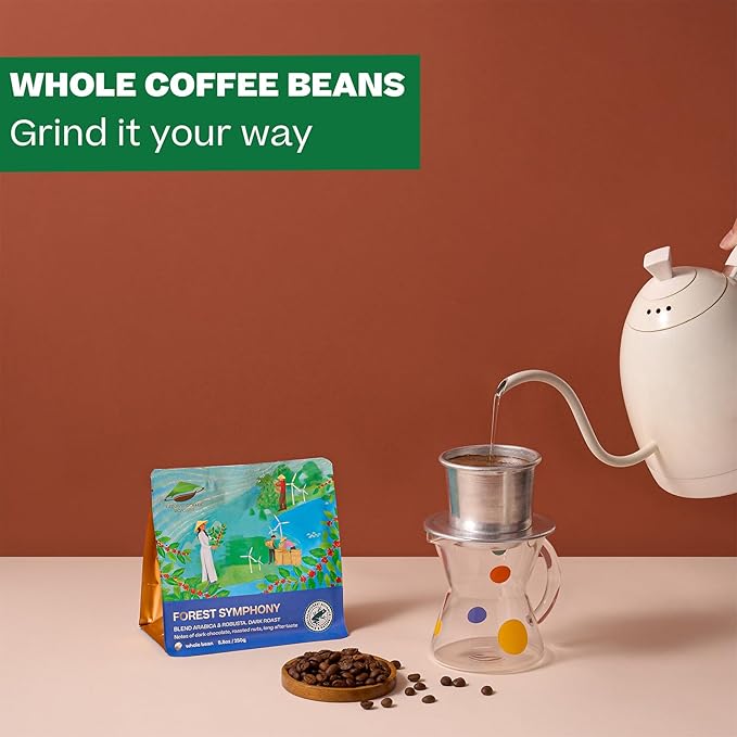 Conihat Whole Bean Coffee - Vietnamese Premium Arabica & Robusta Blend, Dark Roast, Dark Chocolate & Roasted Nut Notes, Bold & Long Aftertaste, Low Acid, Single Origin, Hand-Picked, 8.8 Oz Bag