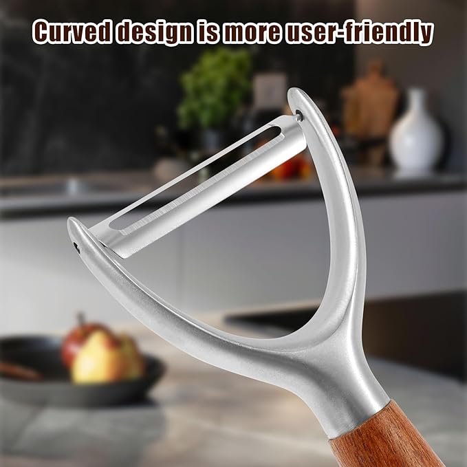 1Pcs Y Style Stainless Steel Vegetable Peeler for Fruit Veggie Heat Resistant Incisive Cucumber Peeler With Solid Wood Handle for Home Kitchen Use