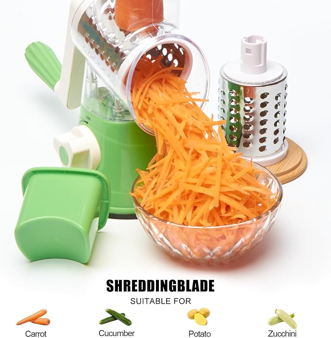 Cheese Grater Cheese Grater With Handle Rotary Cheese Grater With Handle Premium Rotary Cheese Grater With Hand Crank - Perfect For Family Chefs And Cheese Lovers (Green)