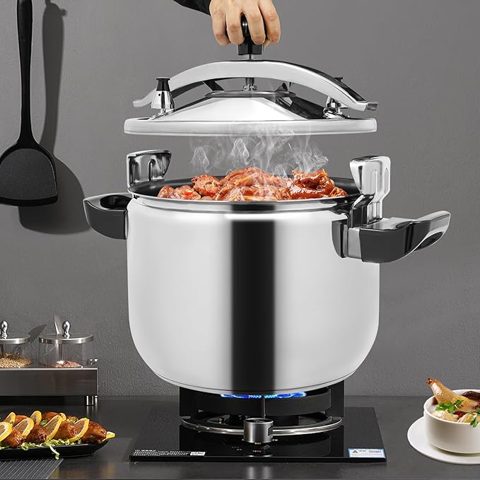 27 Quart Stainless Steel Pressure Cooker, 60Kpa Pressure Stewing Pot w/Alarm Device, Pressure Cooker Pot for Cooking, 3 Heavy Security Systems,Works on All Stovetops(Induction Compatible)(26L/27.47Qt)