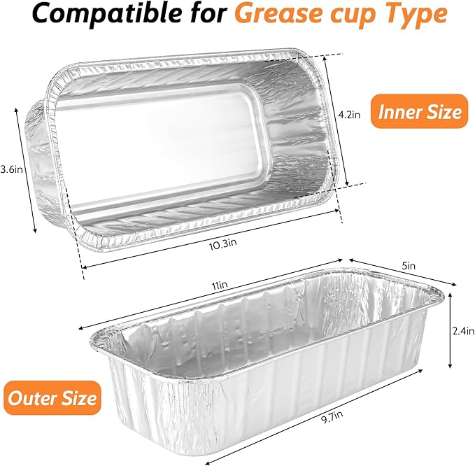 30 Pack Grill Drip Pans, 11 x 5 Inch Aluminum Foil Grease Catcher Cup Liner Compatible with Weber SmokeFire EX4/EX6/EPX6, Summit & Genesis II 400/600 Series