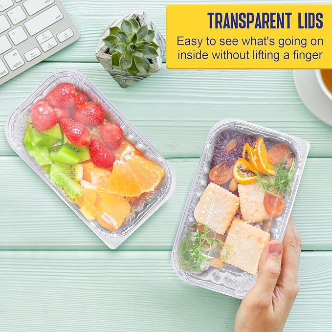 Small Aluminum Pans wth Lids, 100 Pack Disposable Aluminum Loaf Pans 6x3.5x2 Inch, Thick Foil Pans Cookware for Baking Cakes, Bread, Meatloaf, Mini