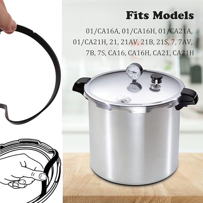 09907 Pressure Cooker Sealing Ring/Gasket Fit for Presto CA16, CA16H & 21 Qt In Box Pressure Canner Sealing Ring & Automatic Air Vent (1075)
