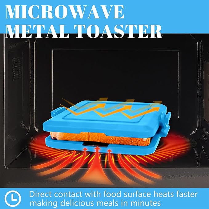 Microwave Sandwich Maker - Microwave Toastie Sandwich Maker，3-in-1 Toastie Panini Press with Dishwasher Safe Design No Electricity Needed Fast Cooking for Travel Friendly/Office/Home(Blue)