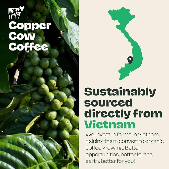 Copper Cow Premium Vietnamese Ground Coffee, 10 OZ | Classic Black Coffee | Dark Roast | Vietnamese Coffee