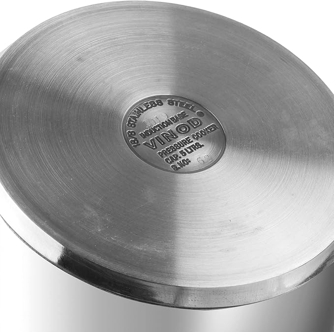 Vinod Pressure Cooker Stainless Steel – Inner Lid - 7 Liter – Sandwich Bottom – Indian Pressure Cooker – Induction Friendly Cooker – Best Used For Indian Cooking, Soups, and Rice Recipes, Quinoa