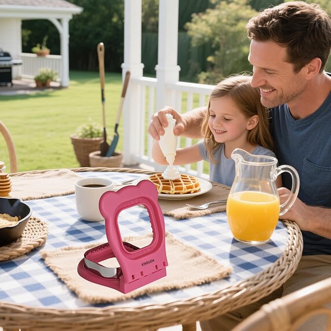 Sandwich Cutter and Sealer - 3.7" Circle & Square Pocket Sandwich Maker, Intuitive & Easy-to-Use for Boys &Girls, Perfect for Breakfast & Lunchboxes (Fuchsia, Square)