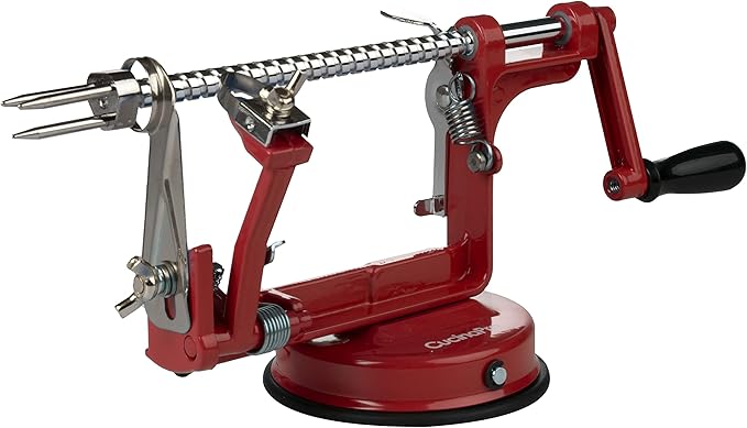 Apple Peeler and Corer - Durable Heavy Duty Chrome Cast Iron w Powerful Countertop Suction, Hand Crank for Fruits, Potatoes or Veggies, Picking Season- Pie Dessert Baking, Must Have Kitchen Essential