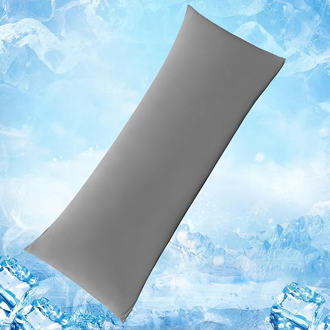 Avolare Cooling Pillow Cases, Arc-Chill Q-max>0.5 Body Pillowcases for Hair Skin and Hot Sleepers, Soft Silky 20" x 54" Summer Long Pillow Cover with Zipper 1 Pack - Grey