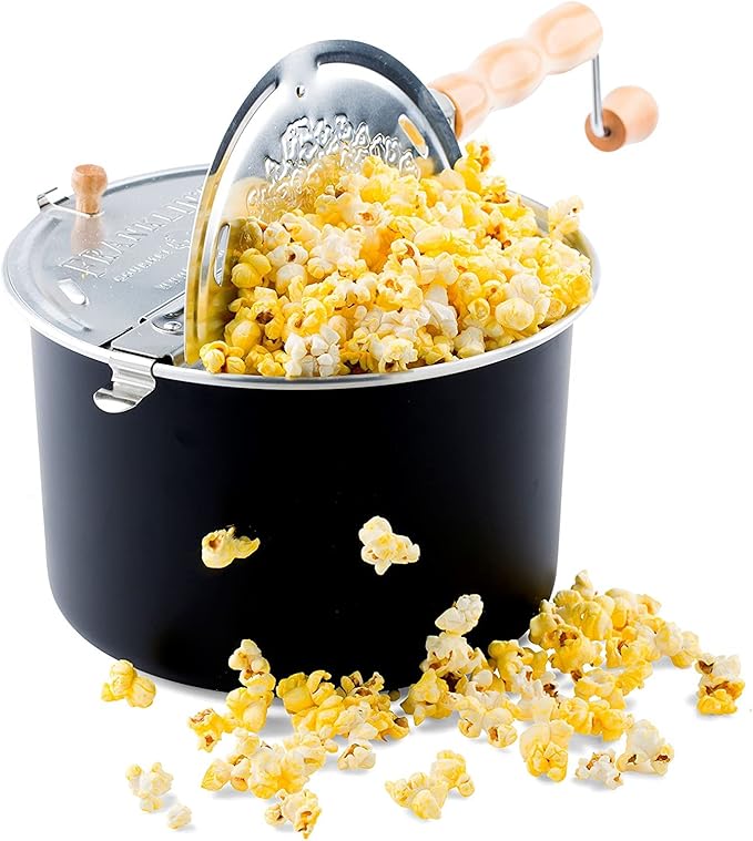 Franklin's Gourmet Popcorn Popper - 6 Quarts Original Stovepop Popcorn Maker - Delicious & Healthy Movie Theater Popcorn - Homemade Popcorn Machine Just Like the Movies