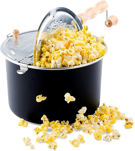 Franklin's Gourmet Popcorn Popper - 6 Quarts Original Stovepop Popcorn Maker - Delicious & Healthy Movie Theater Popcorn - Homemade Popcorn Machine Just Like the Movies