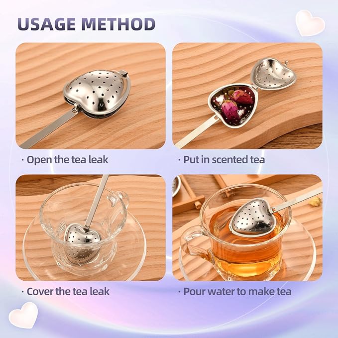45 Packs Tea Infusers/Filters for Baby Shower Favors,Bridal Shower Party Gifts Souvenirs for Guests Bulk Heart Shape Loose Tea Steeper for Wedding