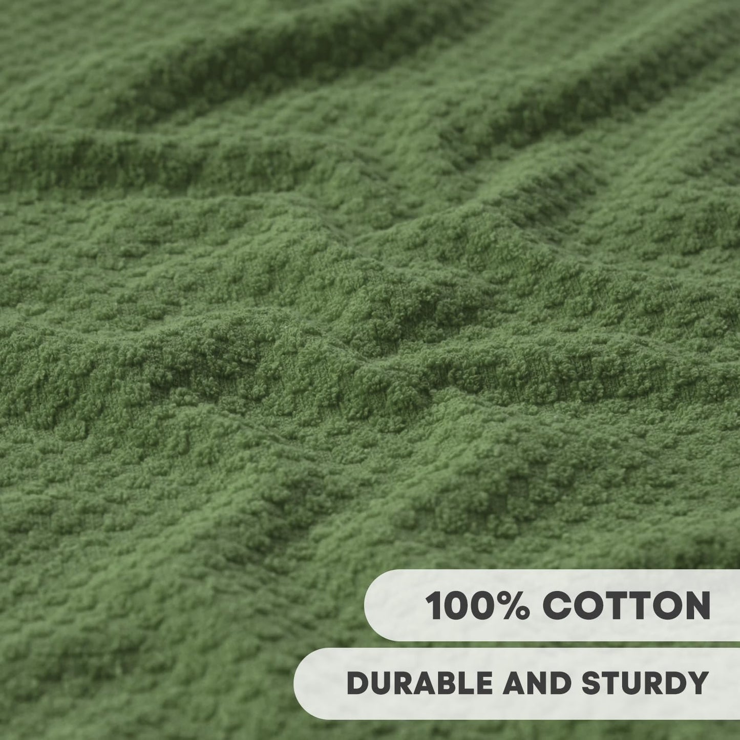 Artoid Mode Ring Spun Cotton Green Dishcloth Kitchen Towels, 12x12 Inch Ultra Soft Absorbent Quick Drying Household Cleaning Kitchen Rags Set of 4