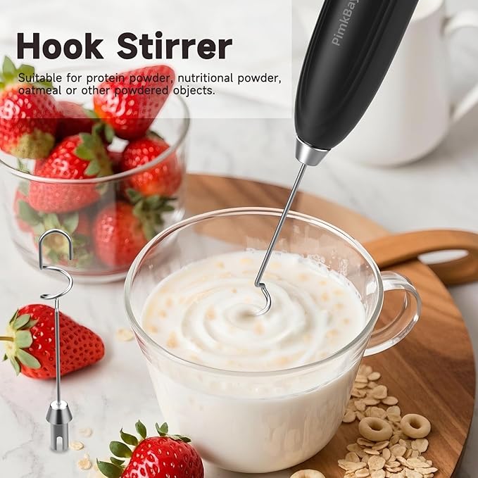 Handheld Milk Frother Wand for Coffee, Rechargeable Electric Triple-Spring Whisk with 3 Heads 3 Speeds 1 Stand Drink Mixer Coffee Frother For Latte, Cappuccino, Hot Chocolate, Egg