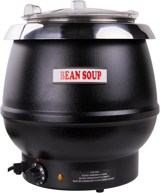 10.5Qt Soup Warmers Commercial Soup Kettle Warmer with Hinged Lid and Detachable Stainless Steel Pot, Food Warmer for Parties, Buffet - Black