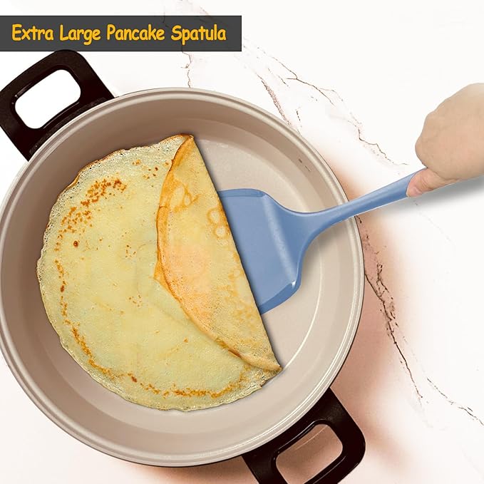 Silicone Spatula Set, 600°F Heat Resistant Silicone Spatula Turner Flipper for Cooking, Non Stick and Non Scratch Kitchen Utensils for Eggs & Pancakes, 4 Pack,Starry Blue