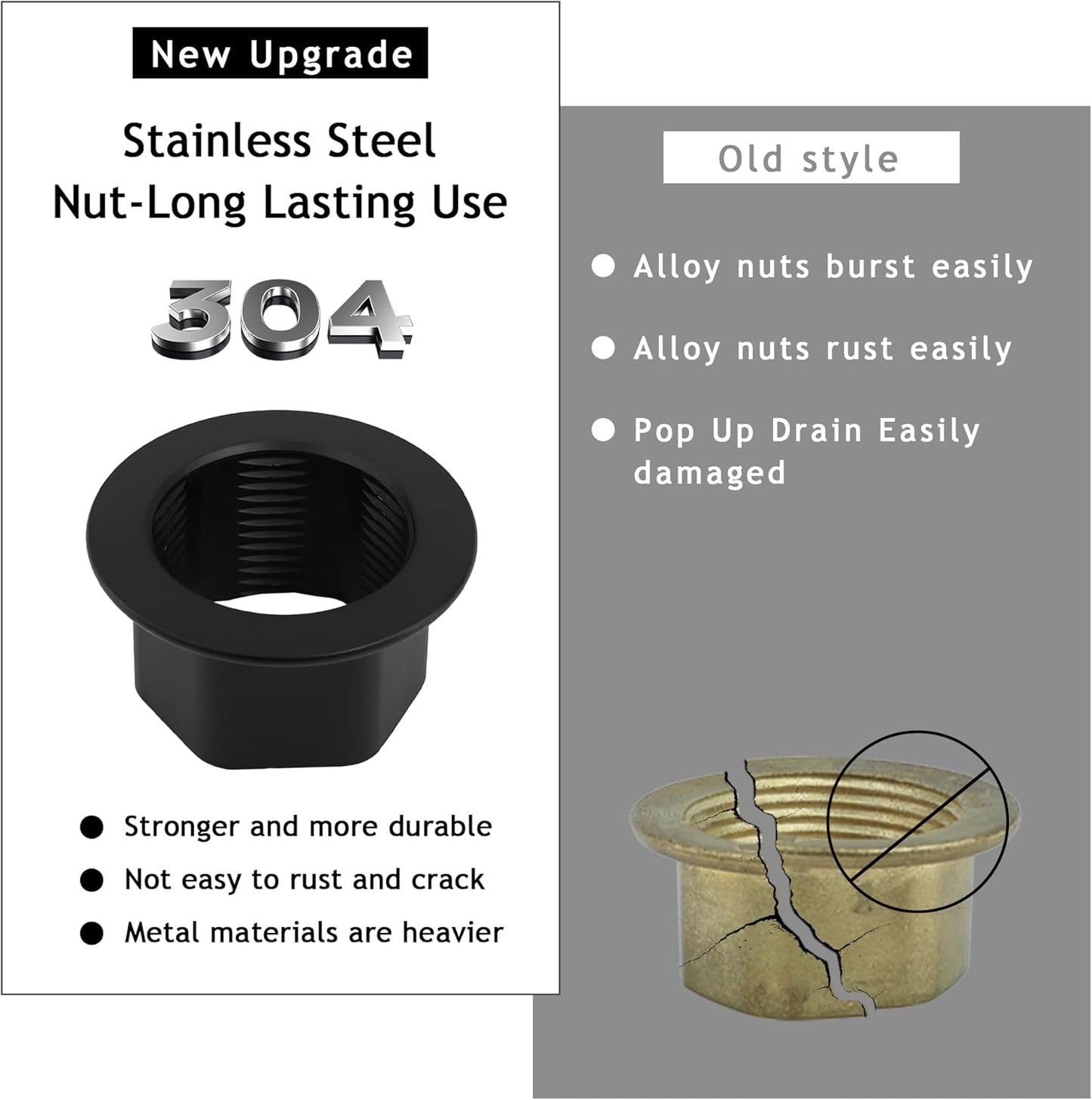 Bathroom Sink Drain,Drain Stopper Bathroom Sink with Overflow,Small Cap Pop Up Drain Assembly with Detachable Strainer Basket,Built-in Anti-Clogging, Stainless Steel Nut Matte Black