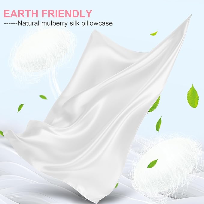 Silk Body Pillow Cover with Zipper, Mulberry Silk Pillow Cases Body Size Ultra Smooth and Soft Breathable Cooling Silk Satin Body Pillowcase for Hair and Skin (20x54 Inches, 1 Pack)