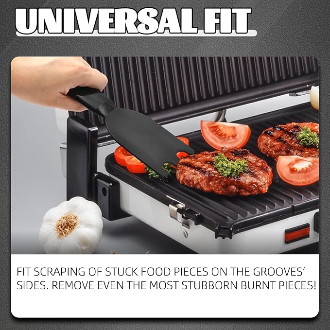TonGass (2-Pack) Grill Scraper for George Foreman Indoor Grills & Most Other Indoor Grills with Grooves, Heat-Resistant Grill Spatula