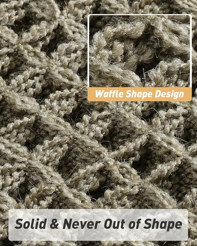 AMOAMI Upgraded Waffle Bath Mat, Super Absorbent Non Slip Bath Mats for Bathroom Floor, Machine Washable Bathroom Rugs with Tassels, Rubber Backed Bathroom Mats, Ultra Soft, 17" x 24", Dark Green