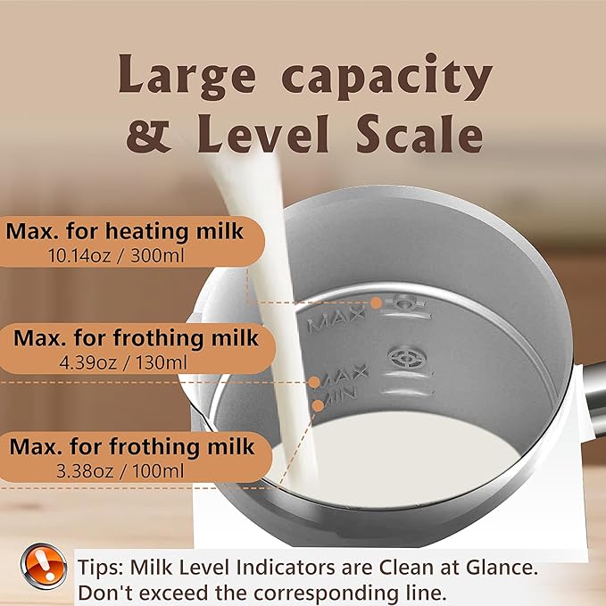 Electric Milk Frother, Milk Frother and Steamer, Automatic 4-in-1 Electric Milk Steamer, Warm and Cold Foam For Coffee,Latte, Cappuccino