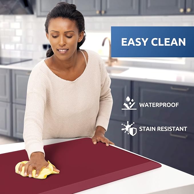 KitchenClouds Kitchen Mat Cushioned Anti Fatigue Kitchen Rug 17.3"x60" Waterproof Non Slip Kitchen Rugs and Mats Standing Desk Mat Comfort Floor Mats for Kitchen House Sink Office (Red)