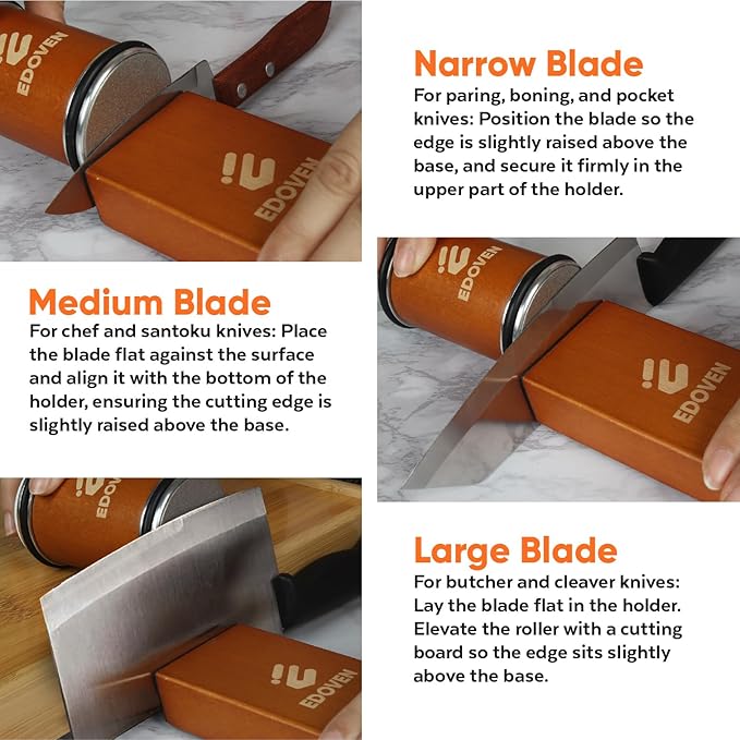 Rolling Knife Sharpener Kit - Beech Wood Magnetic Rolling Sharpener for Knives with 15 & 20 Degree Angles - Elegant Gift for Chefs & Cooks - Knife Sharpening Kit for Kitchen & Pocket Knives