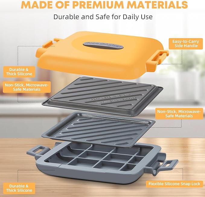 Microwave Toastie Sandwich Maker, Snack Maker & Panini Press, Removable Non-Stick Plates Silicone Microwavable Cookware, Heatwave Technology, Orange