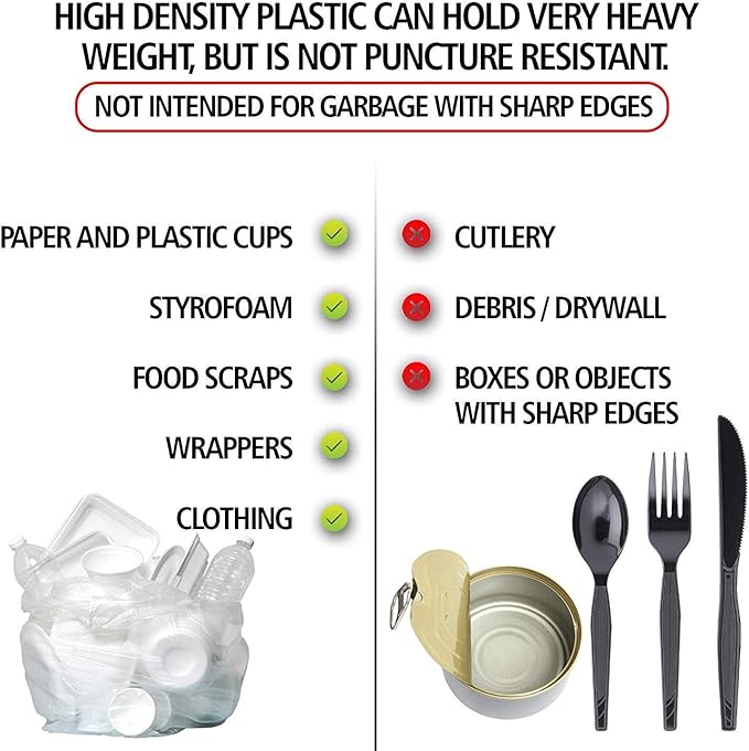 Aluf Plastics High Density Trash Bags, 26 Gallon, 1000 Count, 16 Micron (eq), 29" x 44", Clear, for Bathroom, Office, Industrial, Commercial, Janitorial, Municipal, Recycling