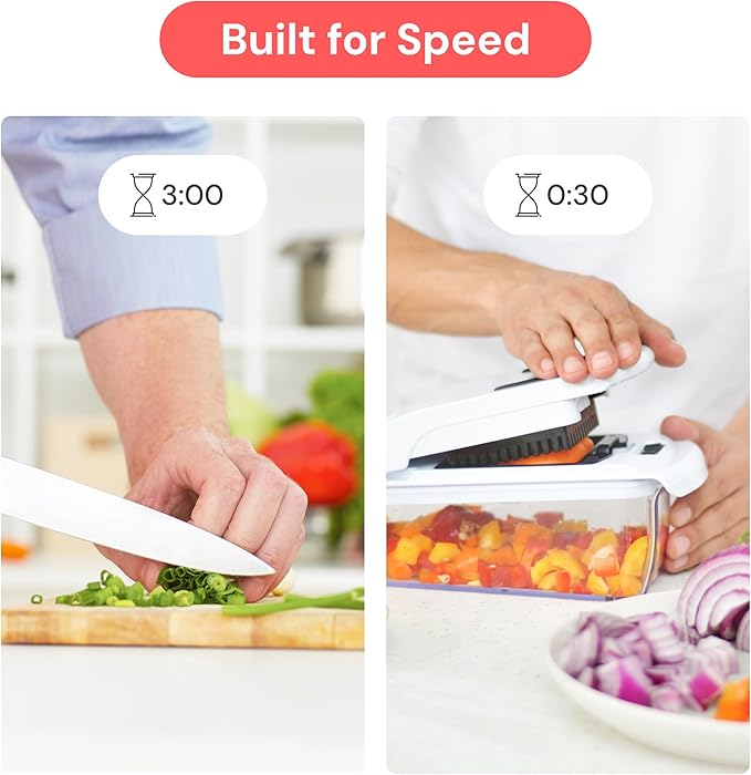 Fullstar The Original Pro Chopper - Vegetable Chopper and Spiralizer, Food Chopper with Container, Fruit Slicer, Kitchen Gadgets & Accessories, Home Essentials (4 in 1, White)