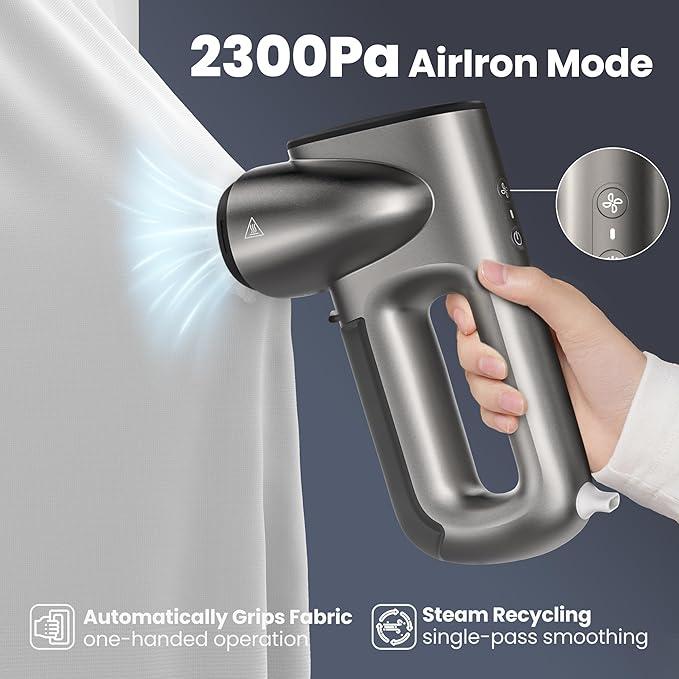 Neakasa Magic 1 Vacuum Steamer, Handheld Travel Garment Steamer for Clothes, 2300Pa Suction for Clothes Grips, Steamer Iron 2 In 1, for 110-120V Use (Silver)