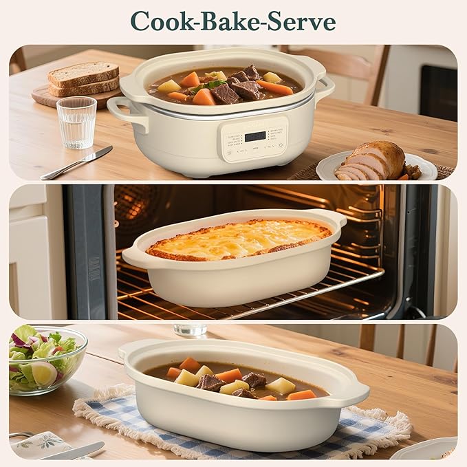 MAGNIFIQUE 4 Quart Claypot Multi-Cooker, with 8-in-1 Casserole Programmable Slow Cooker, Dutch Oven, Pasta, Nonstick Oven Safe Pot to 450°F, Oatmeal