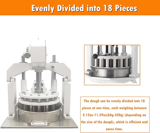 INTSUPERMAI Commercial Dough Divider 18PCS Manual Dough Divider Cutter Desktop Hydraulic Dough DIviding Machine Divider into 2.12oz-11.29oz Dough Ball