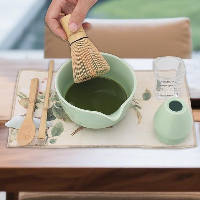 Matcha Whisk Set – 10 Pcs Macha Kit with Green Ceramic Bowl and Whisk – Ceremonial Matcha Kit, Matcha Starter Kit & Accessories – Japanese Matcha Set Gift for Tea Ceremony and Matcha Lovers