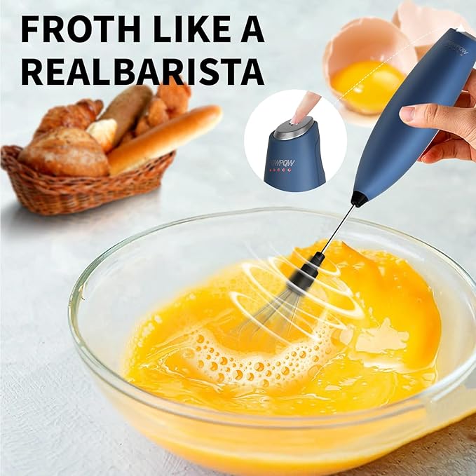 Portable Milk Frother - 15s Creamy Froth, Multifunctional, Battery-Powered, Easy to Clean, Perfect for Travel, Coffee, Matcha, Blended Drinks ! (Blue, 1)